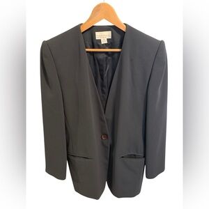 Vtg 90s Rena Rowan Separates Charcoal Single Button Blazer Jacket Size 8